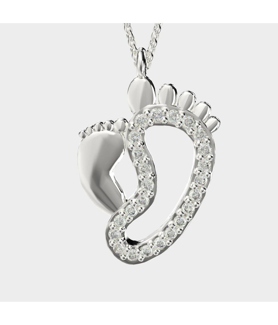 Collar Paw Print en Oro Blanco Regalo de Maternidad 0120L