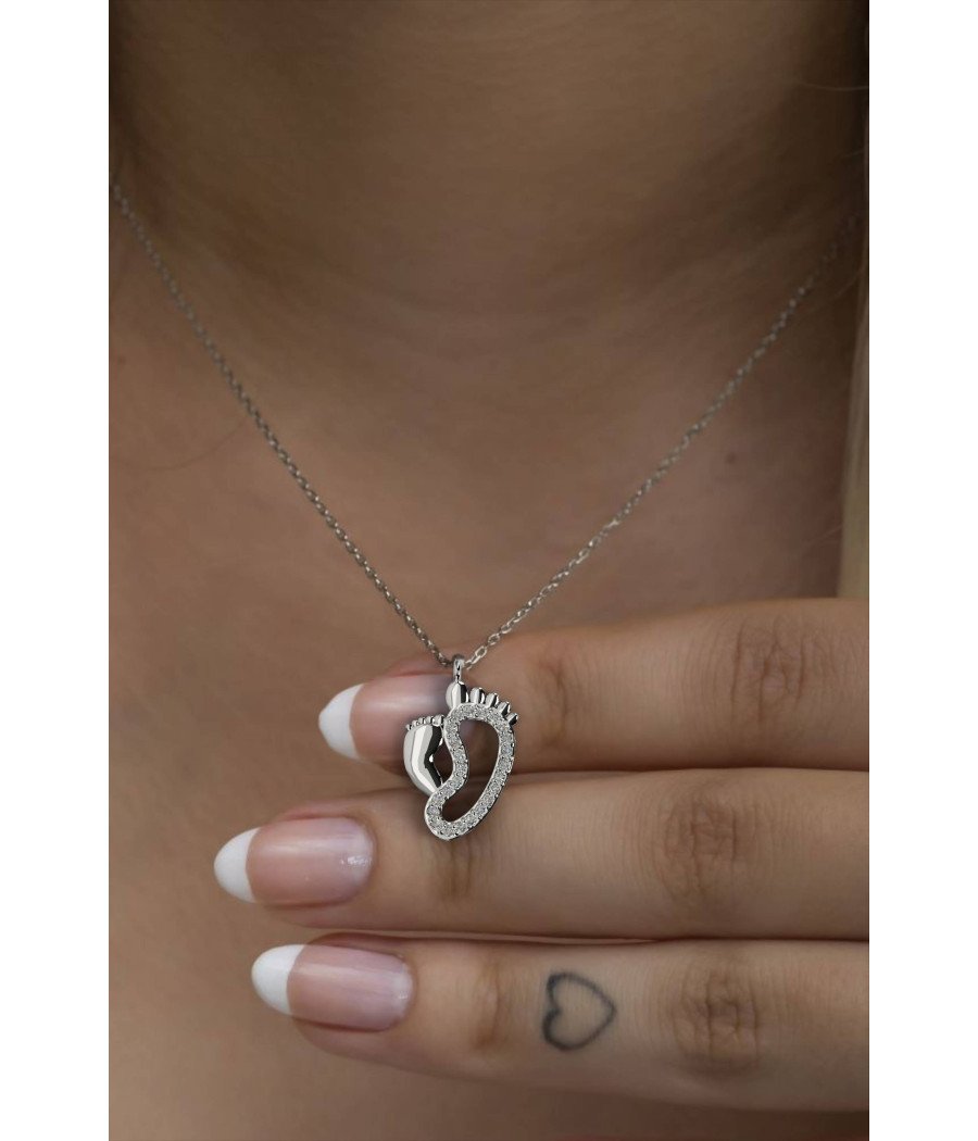 Collar Paw Print en Oro Blanco Regalo de Maternidad 0120L