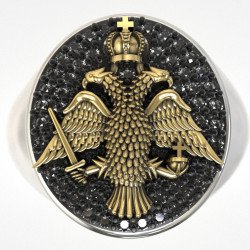 Corona bizantina Anillo de sello para hombre con águila de dos