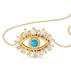 Collar Mal de Ojo Griego con Baguettes y Turquesa 0907