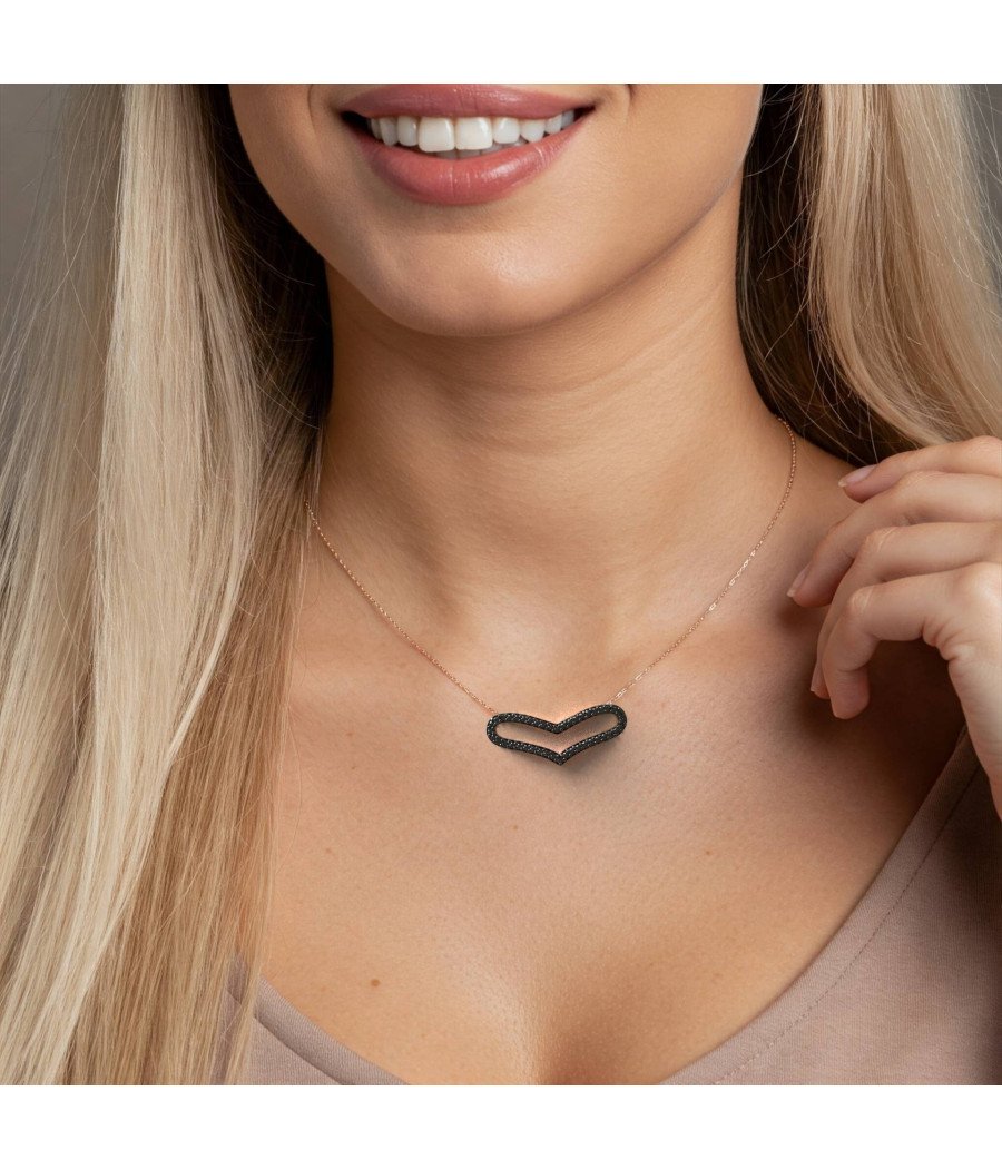 Dark Allure Silver Heart Necklace 0141MP