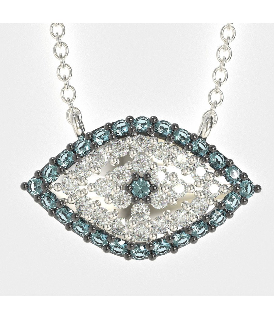 Collier délicat en argent avec breloque œil symbolique 0196MPP