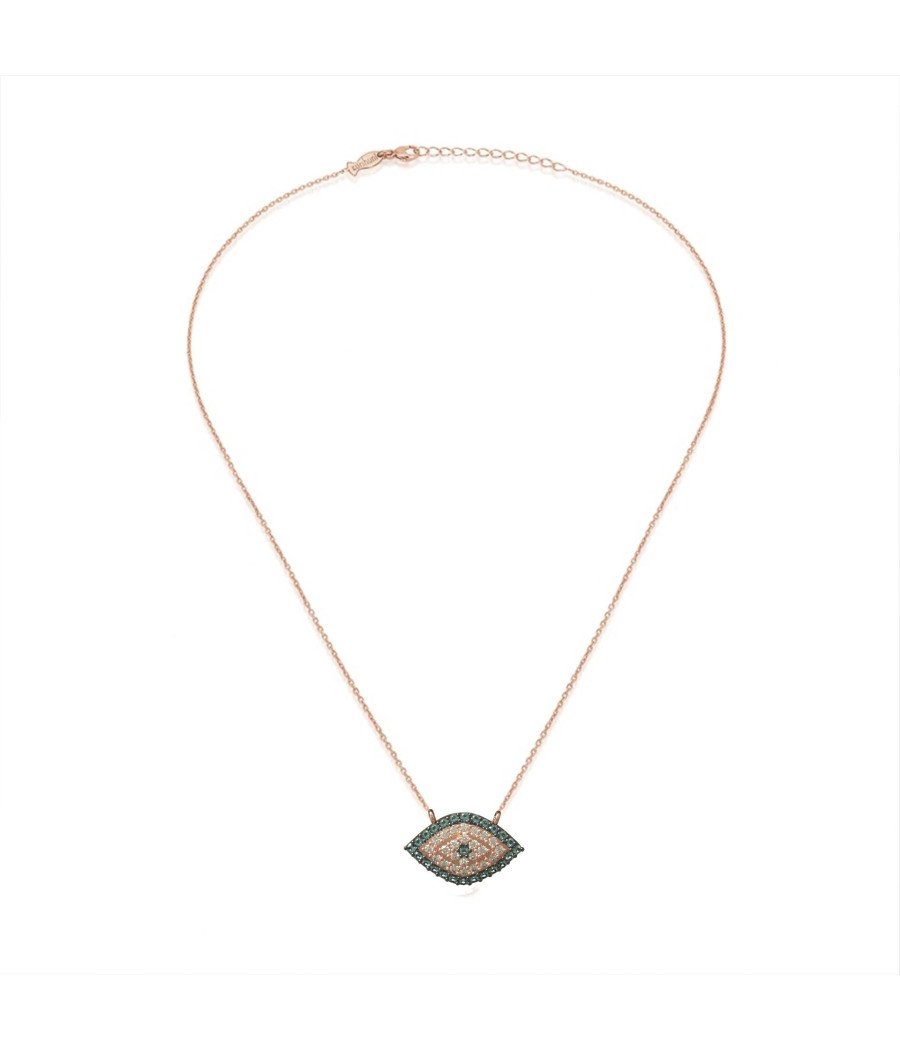 Collier moderne d'amulettes grecques en or rose 0196MPP