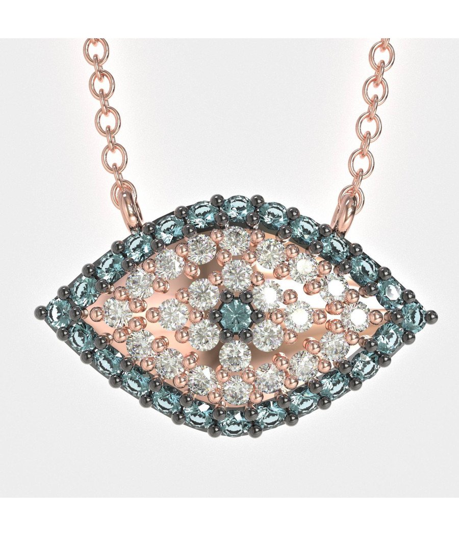 Collier moderne d'amulettes grecques en or rose 0196MPP