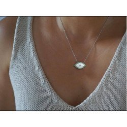 Collar Ojo Griego con Circonitas Verdes 0196PP