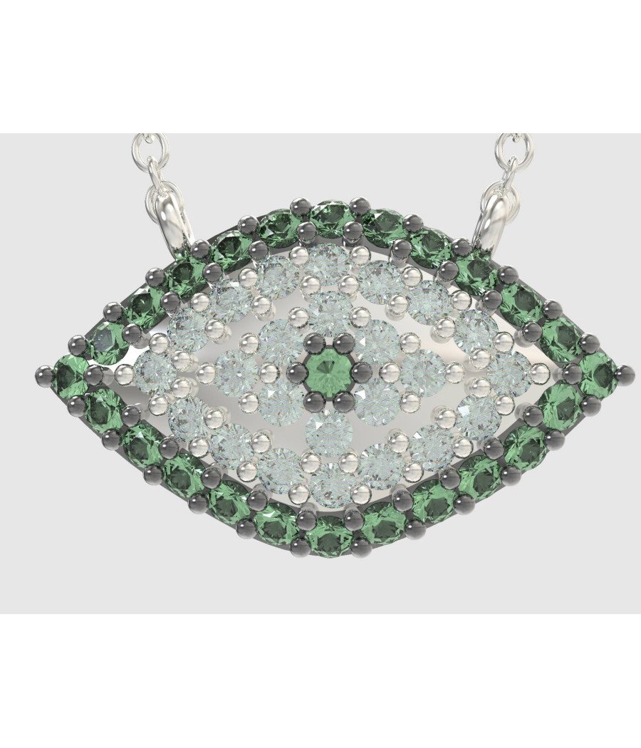 Collar Ojo Griego con Circonitas Verdes 0196PP