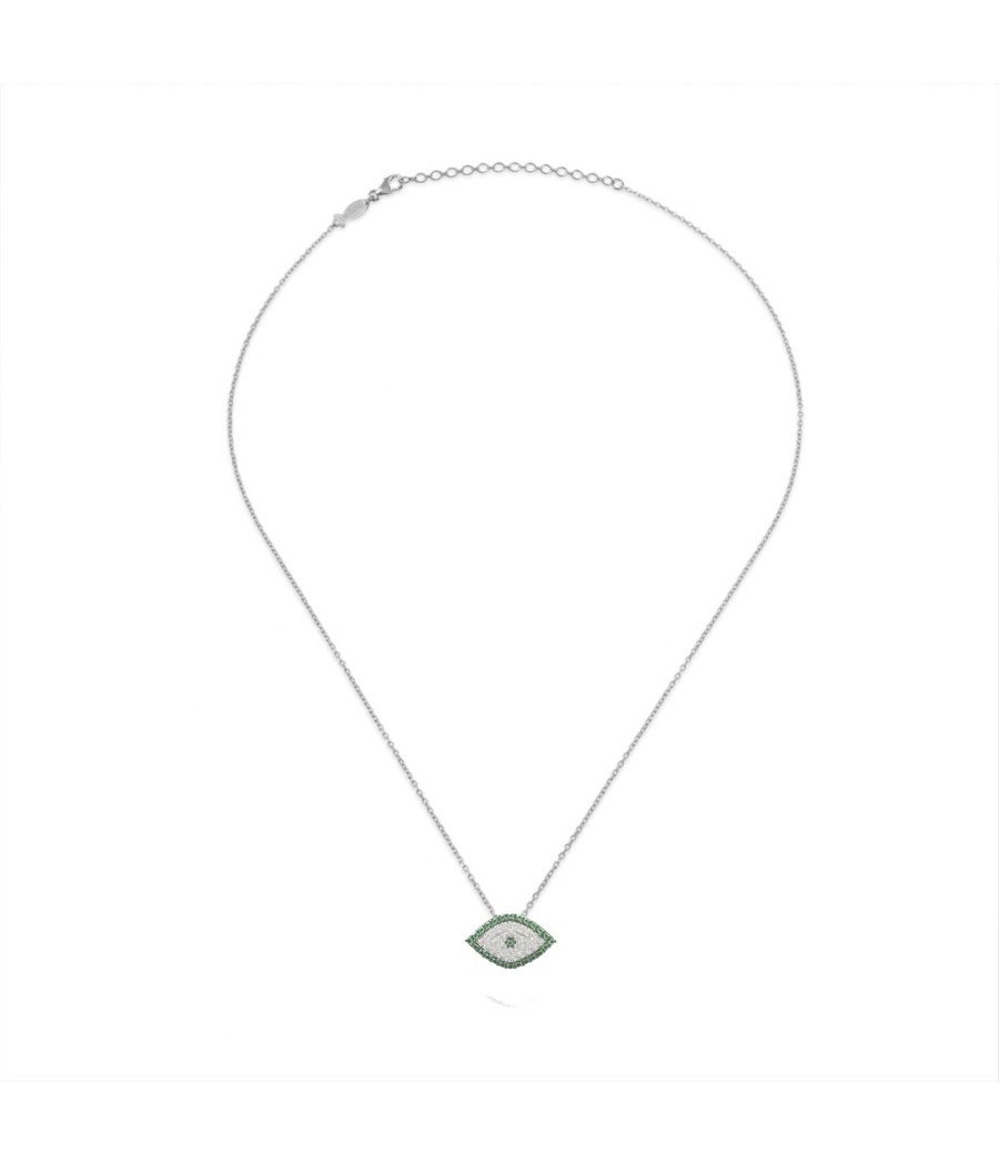 Collar Ojo Griego con Circonitas Verdes 0196PP