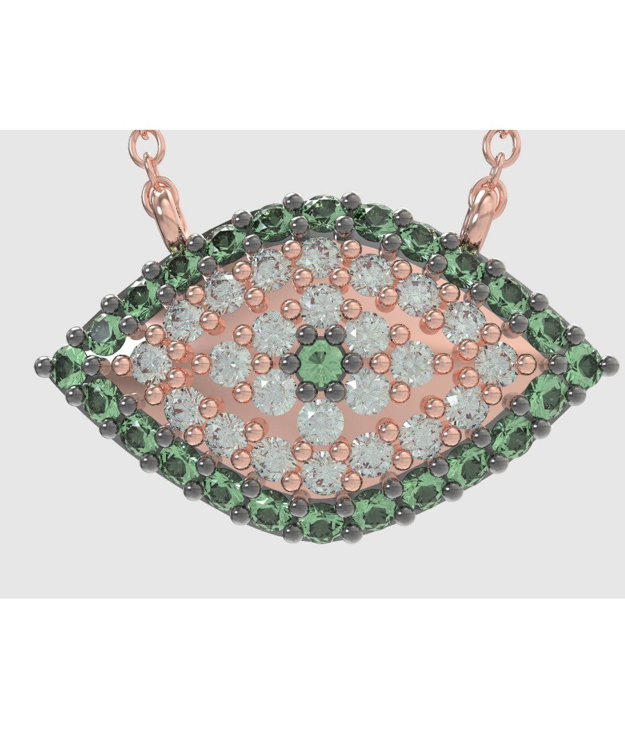 Collar Romántico Ojo Griego Oro Rosa 0196PP