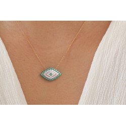 Romantic Rose Gold Greek Eye Necklace 0196PP