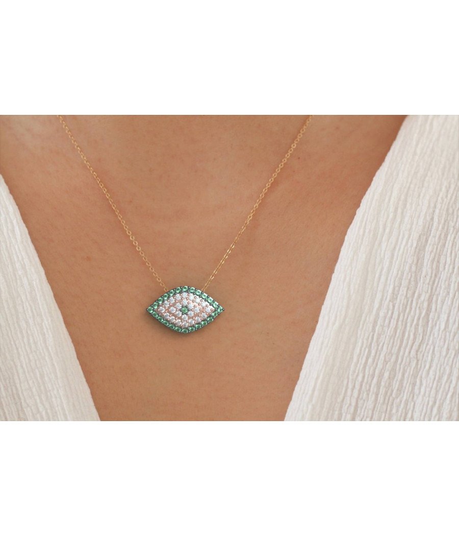 Romantic Rose Gold Greek Eye Necklace 0196PP