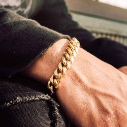 Lujosa pulsera cubana unisex de plata 0036