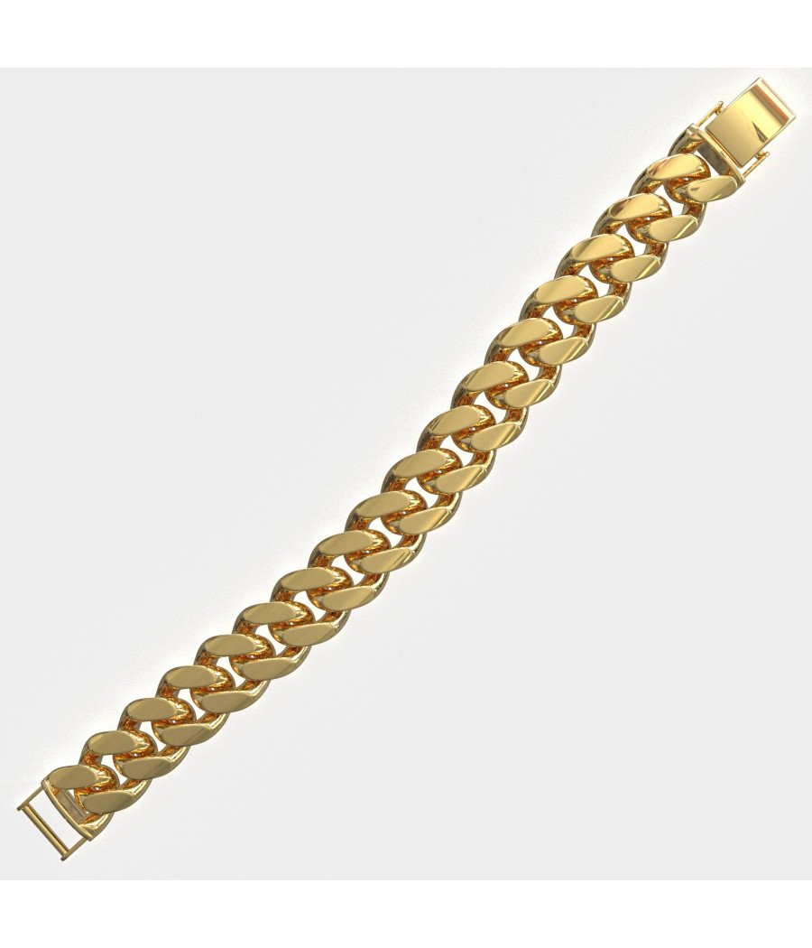 Lujosa pulsera cubana unisex de plata 0036