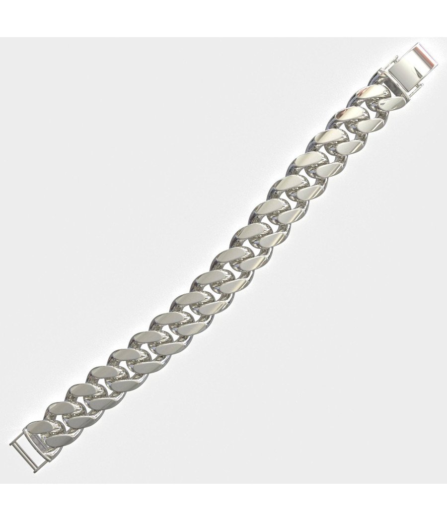 Lujosa pulsera cubana unisex de plata 0036