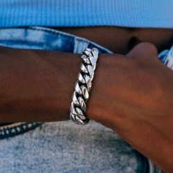 Luxurious Unisex Cuban Βραχιόλι από Ασήμι 0036