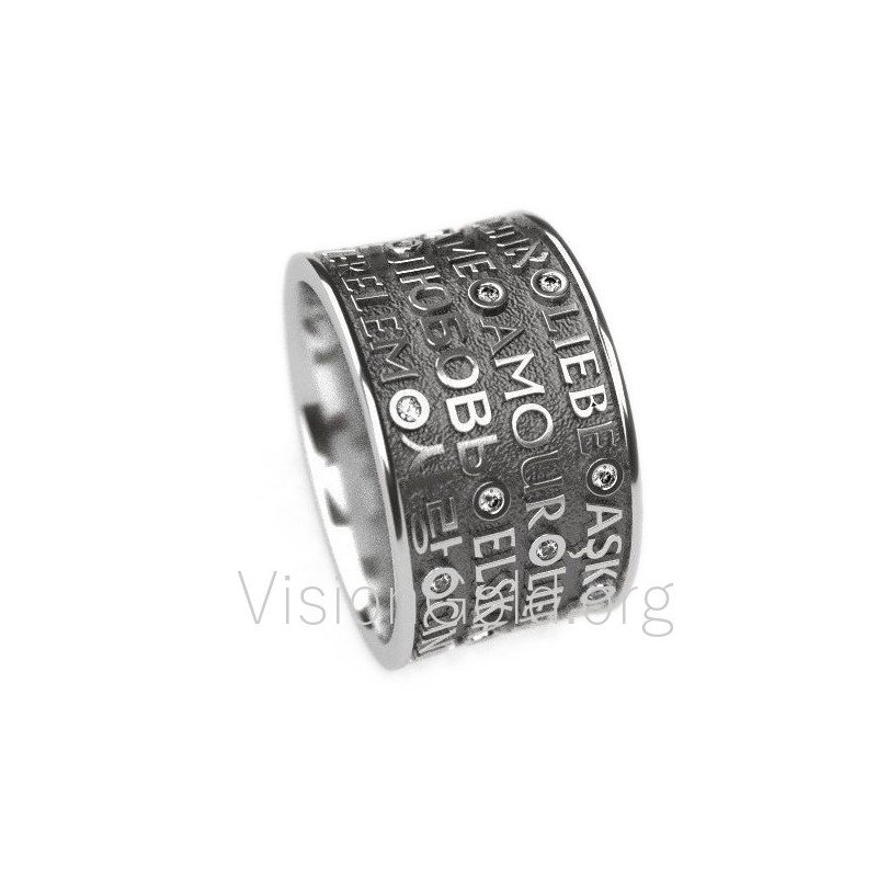 Sterling Silver Ring,Silver With Love In Several Languages