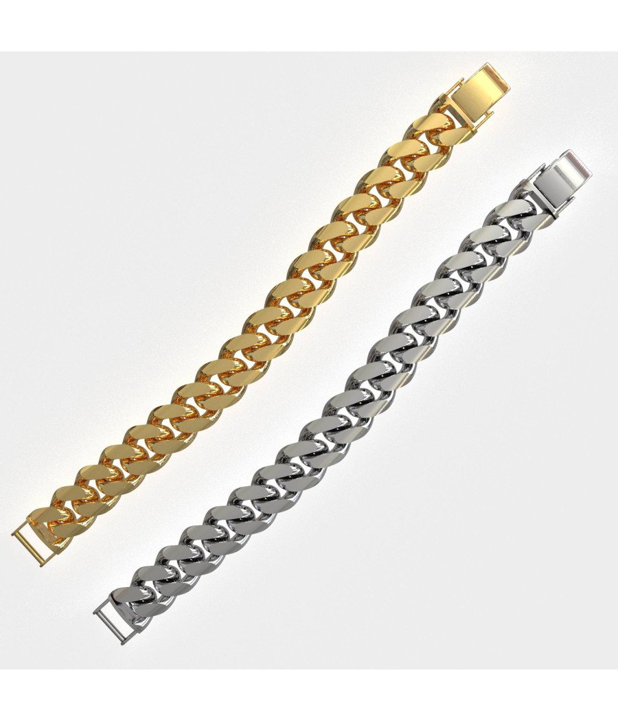 Luxurious Unisex Cuban Βραχιόλι από Ασήμι 0036