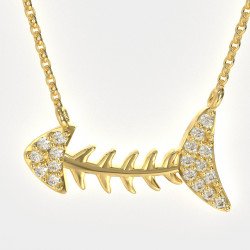 Fishbone Pendant - Fish Pendant Necklace 0231
