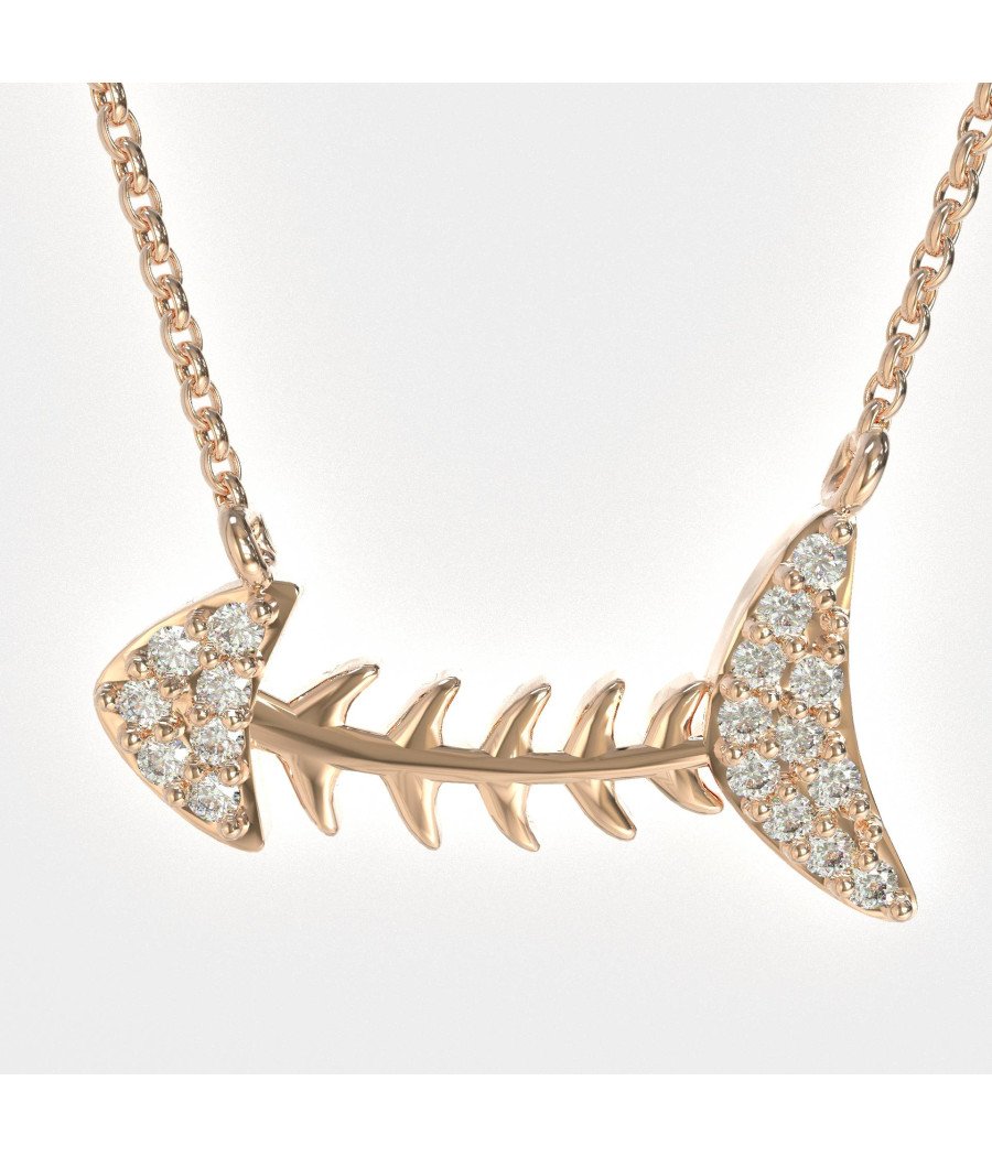 Ασημένιο Γυναικείο Κολιέ Με Σχέδιο Ψαροκόκαλο 0231