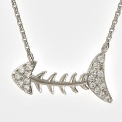 Ασημένιο Γυναικείο Κολιέ Με Σχέδιο Ψαροκόκαλο 0231