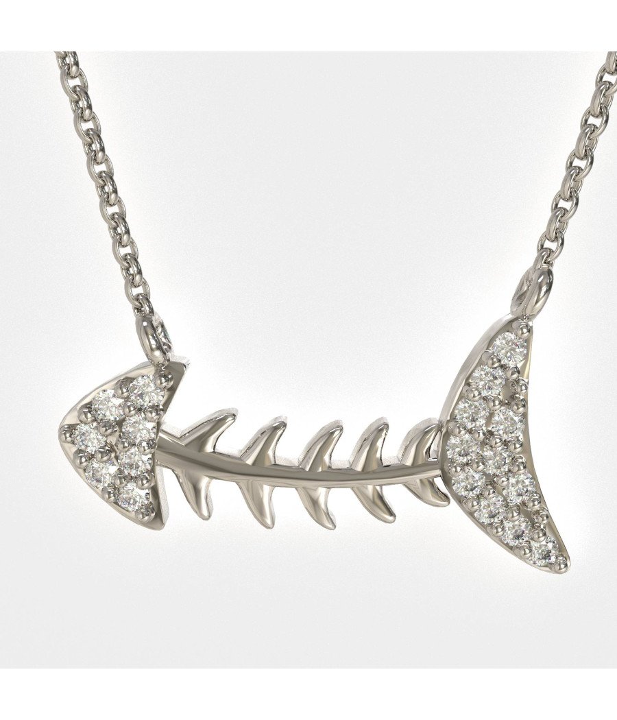 Fishbone Pendant - Fish Pendant Necklace 0231