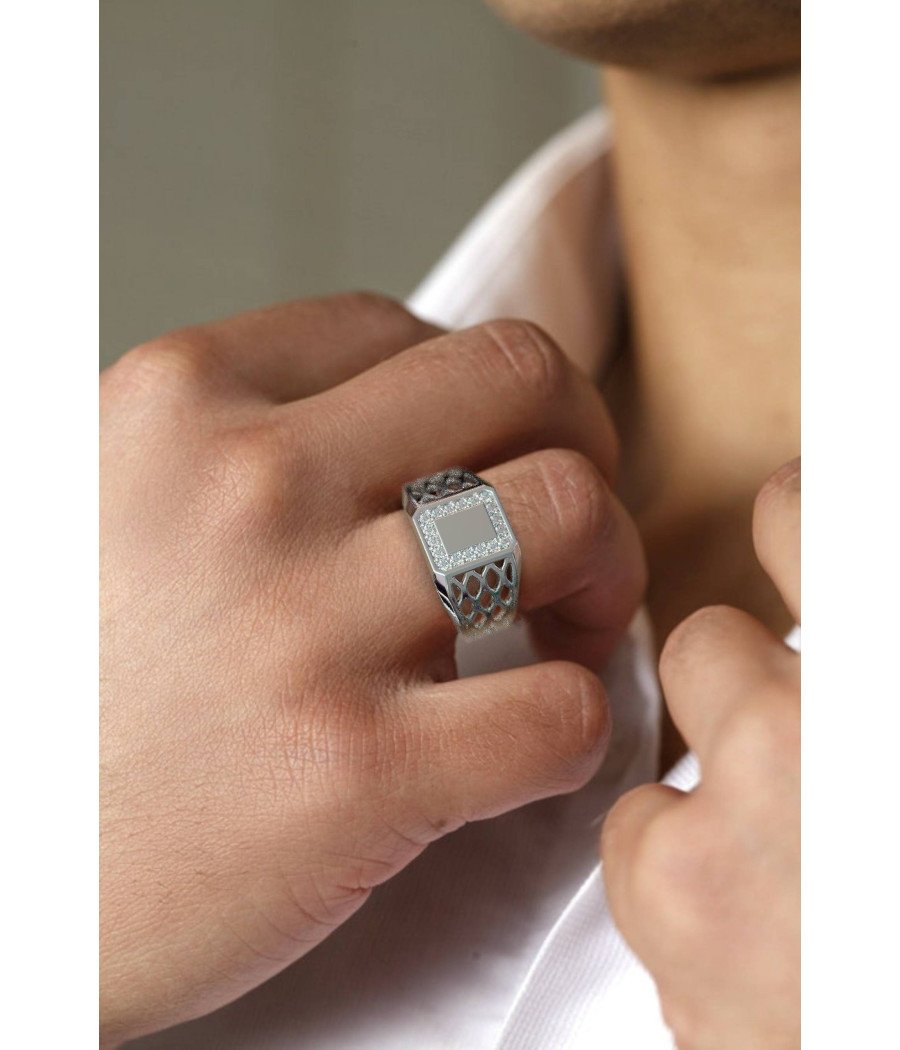 Weißgold Herrenring mit Diamanten 1011LLP