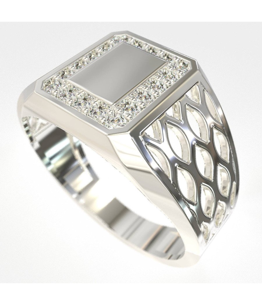 Weißgold Herrenring mit Diamanten 1011LLP