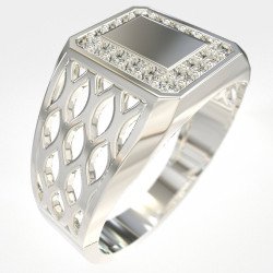White Gold Men's Ring with Diamonds 1011LLP