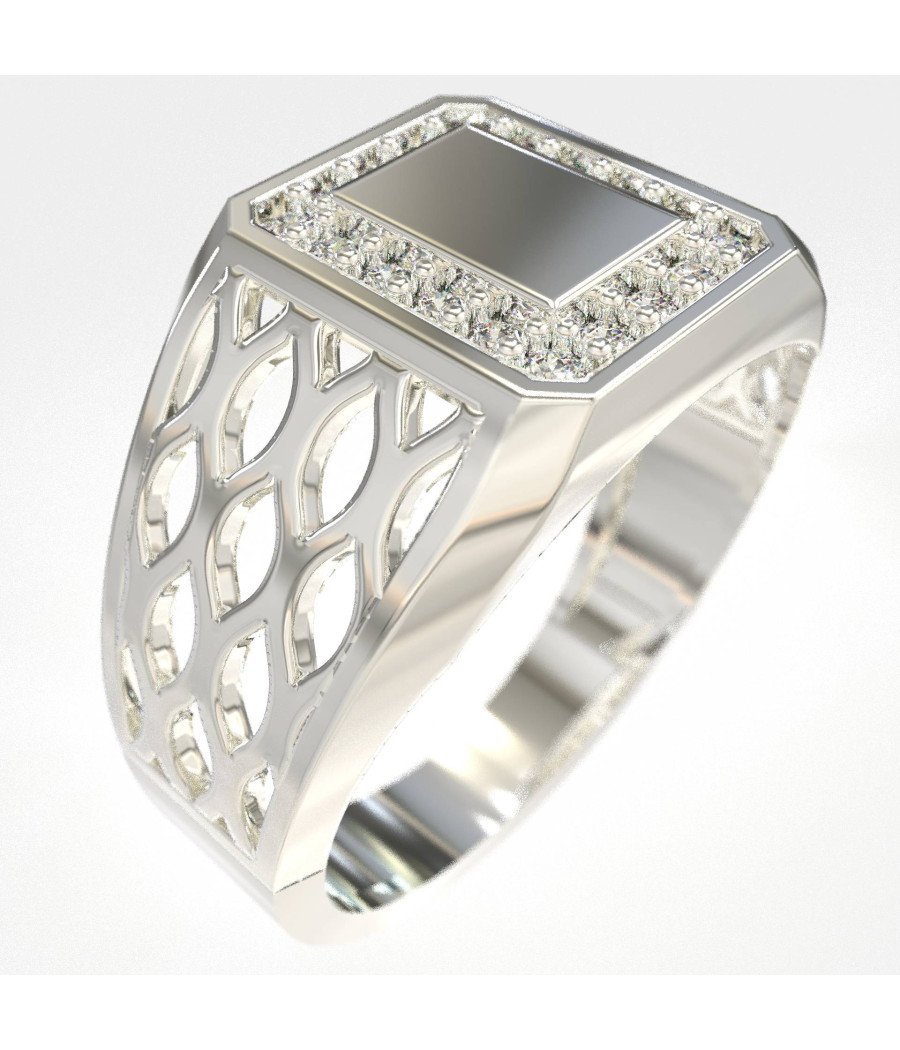 Weißgold Herrenring mit Diamanten 1011LLP