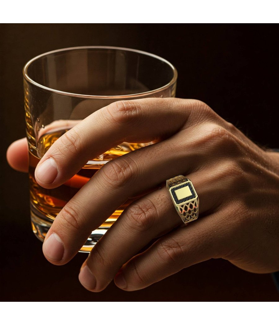 Herrenring mit schwarzen Diamanten 1011KMP