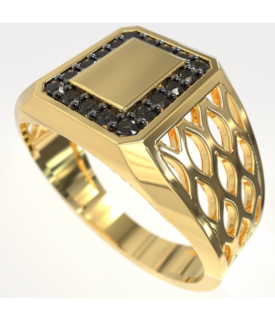 Herrenring mit schwarzen Diamanten 1011KMP