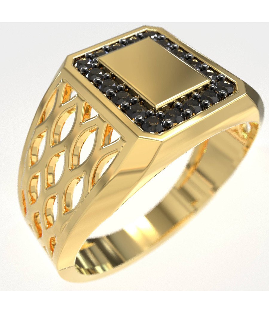 Herrenring mit schwarzen Diamanten 1011KMP