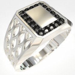 Modern Men's Ring with Black Diamonds 1011LMP