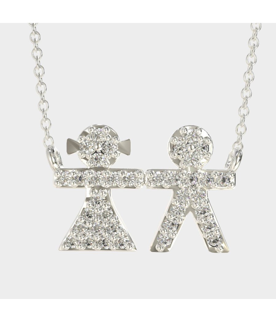 Collier Famille Enfants Tendre Cadeau Pour Amie Mère 0003L
