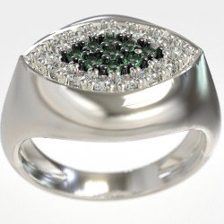 Bague à œil de chevalier en or blanc pour femme 1443L