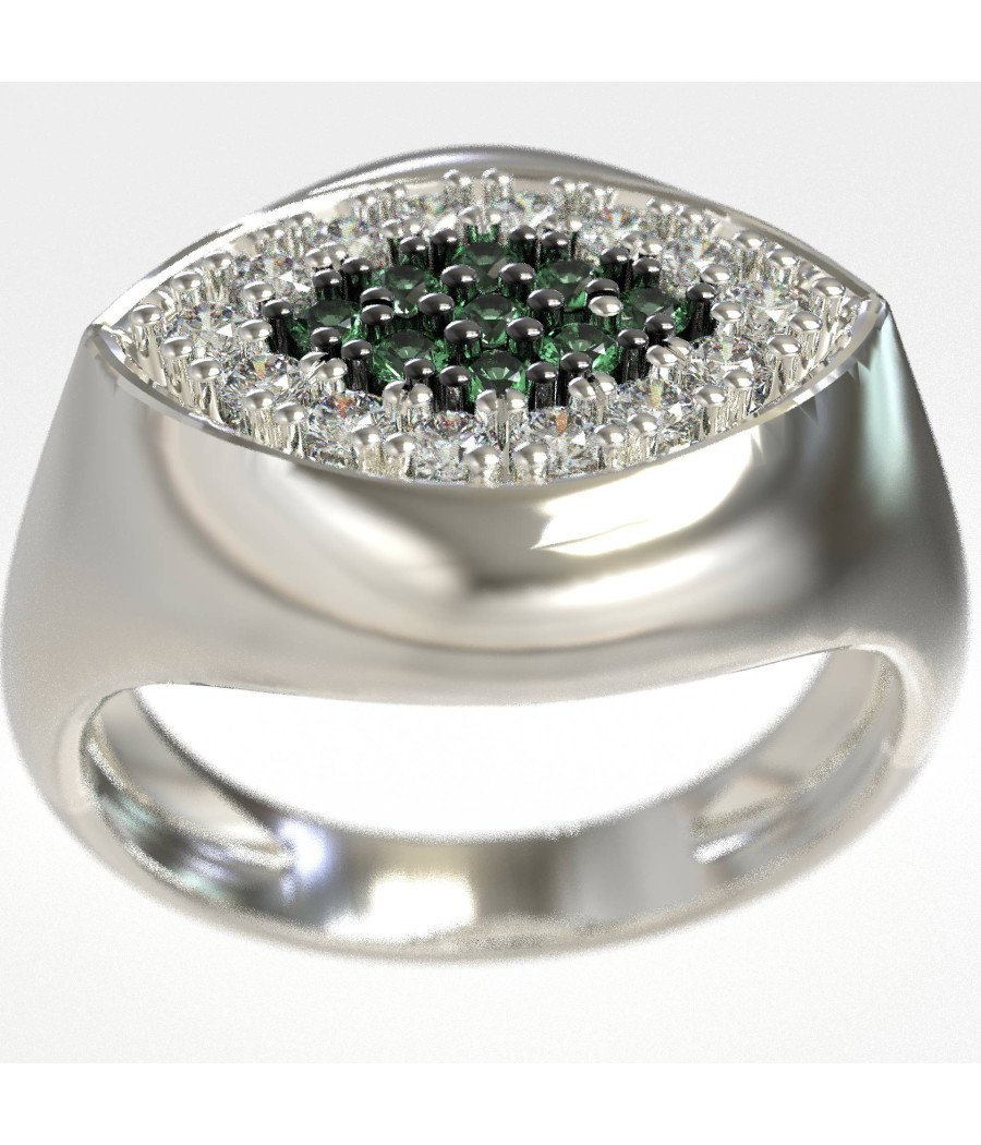 Bague à œil de chevalier en or blanc pour femme 1443L