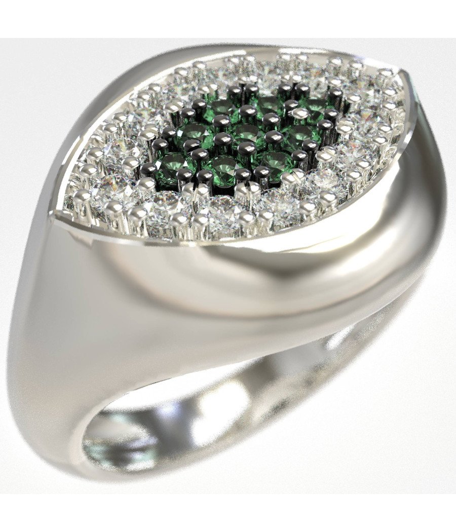 Bague à œil de chevalier en or blanc pour femme 1443L