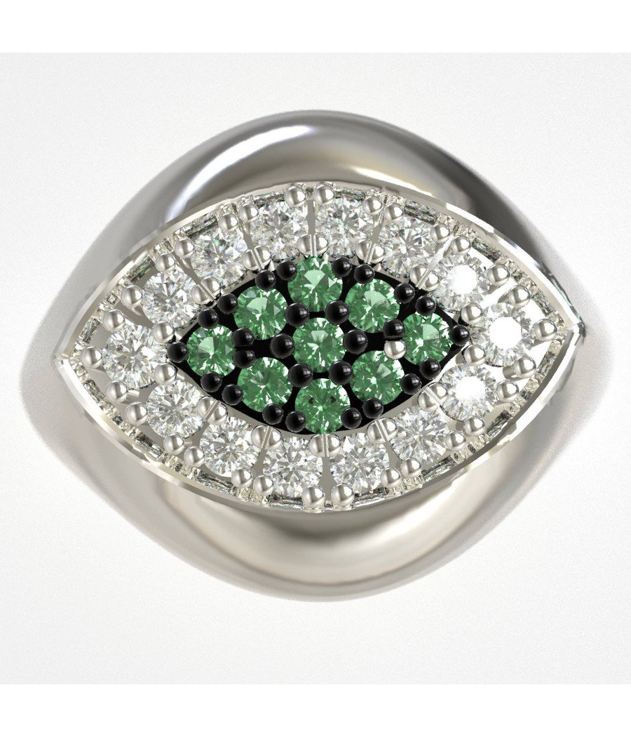 Bague à œil de chevalier en or blanc pour femme 1443L