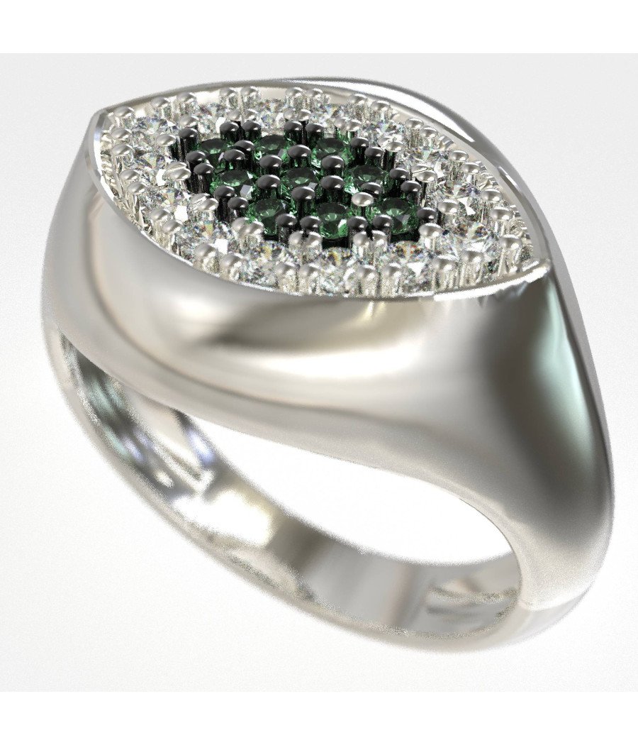 Bague à œil de chevalier en or blanc pour femme 1443L