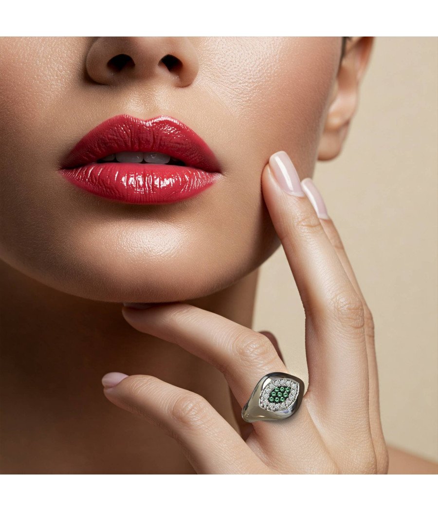 Bague à œil de chevalier en or blanc pour femme 1443L