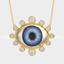 Collier Oeil grec bleu Argent 0908K