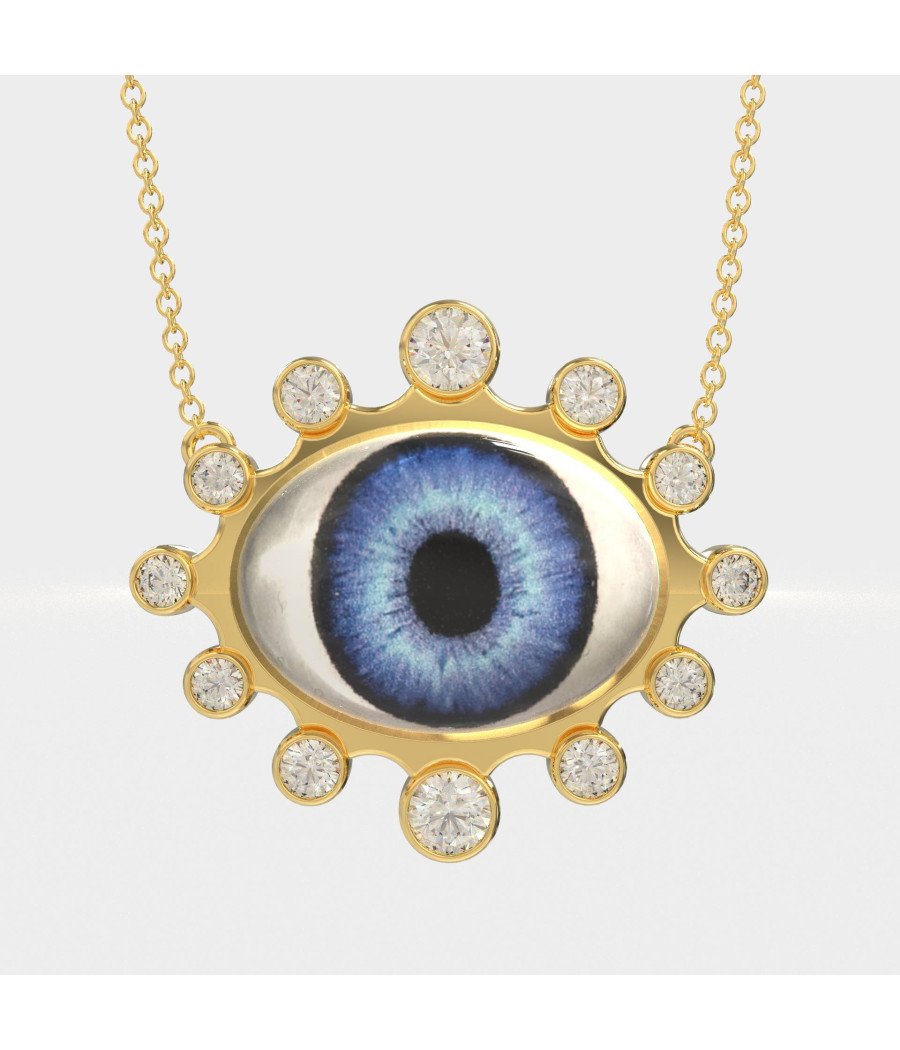 Collier Oeil grec bleu Argent 0908K