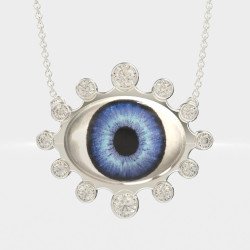 Collier en argent pour femmes avec œil bleu grec 0908L