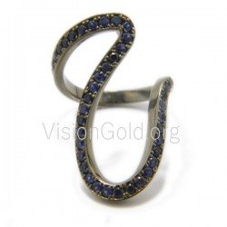 Fashion Charm 925 Sterling Silver or 14 k Gold Zircon Flow Band