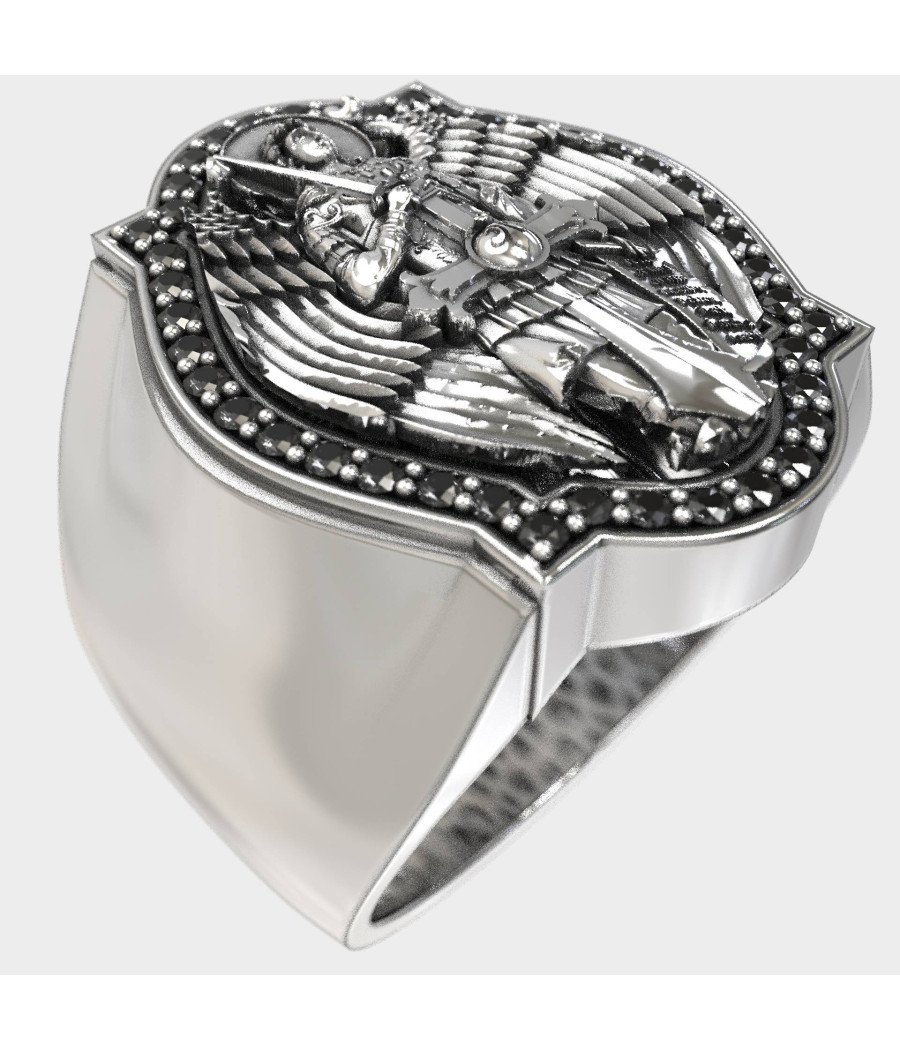 Luxury Saint Michael Protection Signet Ring 0967
