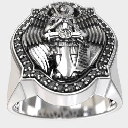 Luxury Saint Michael Protection Signet Ring 0967