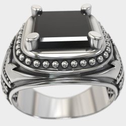 Anillo Dinámico de Hombre con Piedra Negra 0964