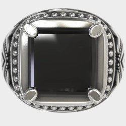 Anillo Dinámico de Hombre con Piedra Negra 0964