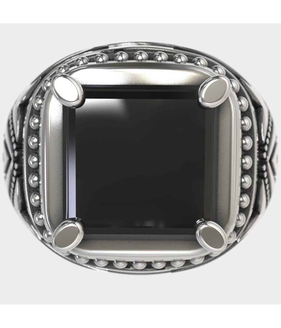 Anillo Dinámico de Hombre con Piedra Negra 0964