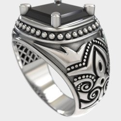Anillo Dinámico de Hombre con Piedra Negra 0964