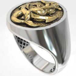 Bague de chevalière pour homme, sirène et ancre 1004L